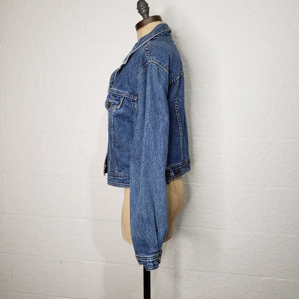 Vintage Faconnable Iconic Cotton Jean Jacket with Back Logo Patch Size Medium - Picture 4 of 16